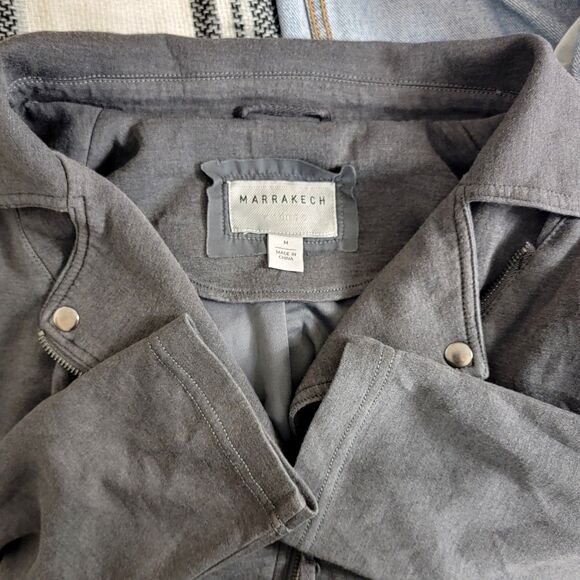 Marrakech Jacket Womens Medium Gray Stretchy Moto Asymmetrical Boho Zip Up - Picture 10 of 13